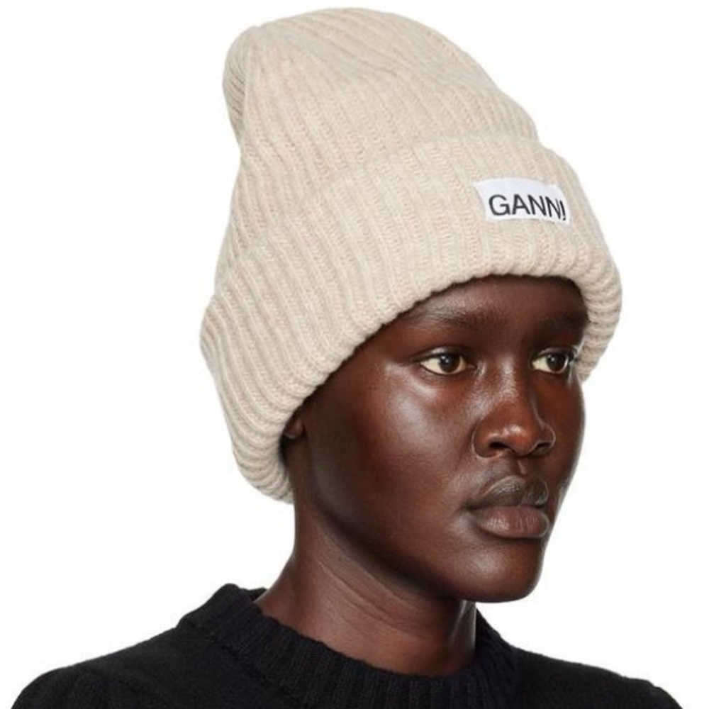 GANNI Oversized Ribbed Beanie - NWT - Ecru - Picture 4 of 4